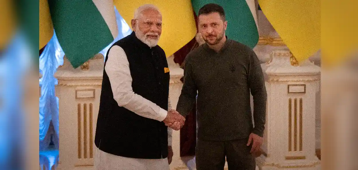 প্রধানমন্ত্রী নরেন্দ্র মোদি এবং ইউক্রেনের রাষ্ট্রপতি ভলোদিমির জেলেনস্কি