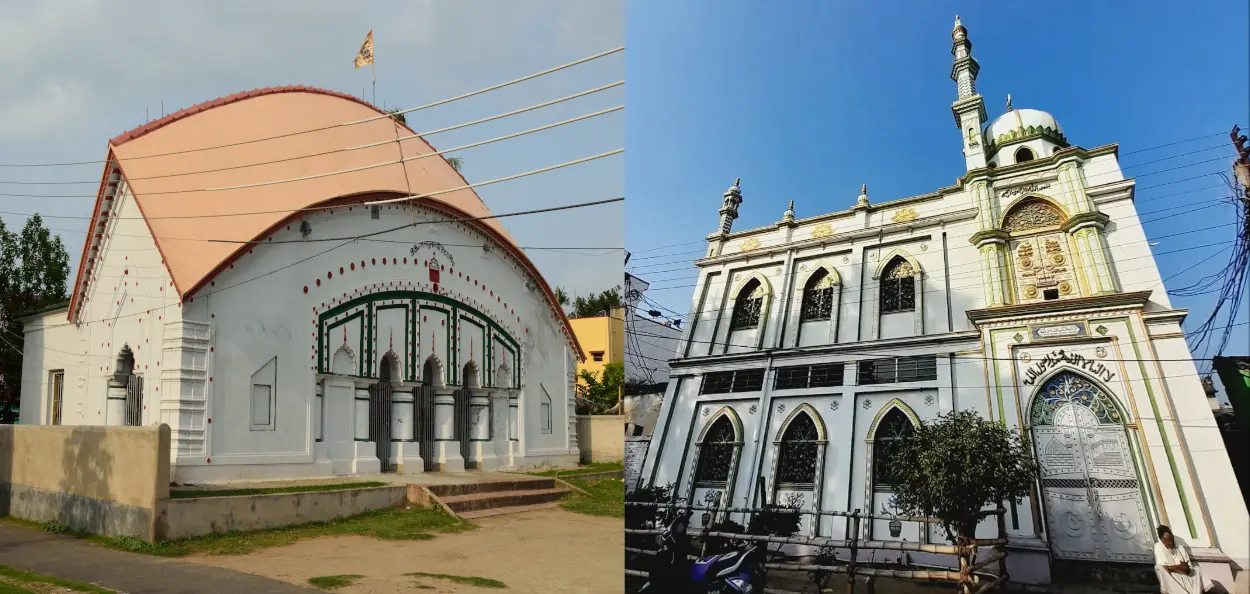 চন্দননগরের একটি মন্দির ও একটি মসজিদের ছবি