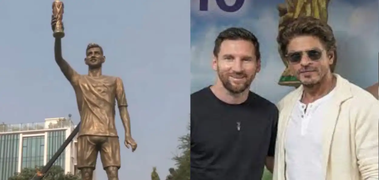 মেসির ৭০ ফুট মূর্তি উদ্বোধন, পাশে শাহরুখ, ফুটবল-ফিল্মের ঐতিহাসিক মিলন