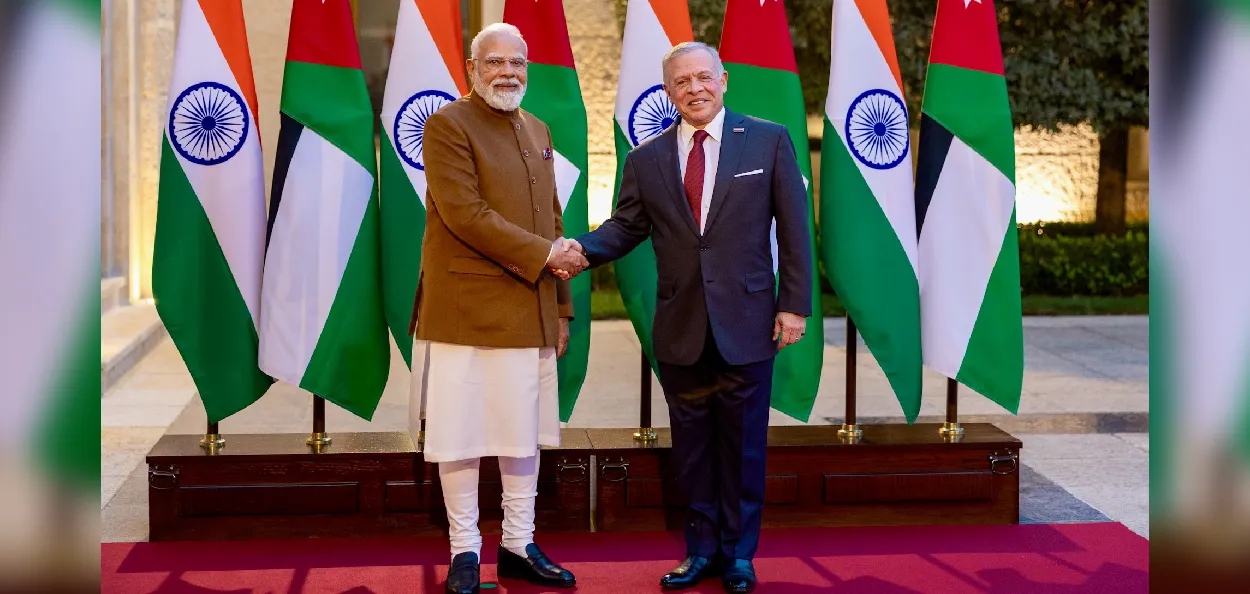 ভারতের প্রধানমন্ত্রী নরেন্দ্র মোদী  ও জর্ডানের রাজা আবদুল্লাহ দ্বিতীয়