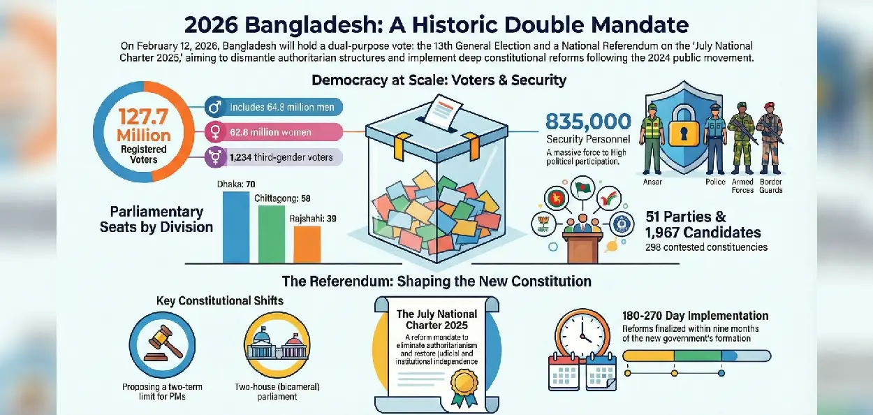 ১২ ফেব্রুয়ারি ২০২৬: জাতীয় নির্বাচন ও গণভোট, বাংলাদেশের রাজনৈতিক ভবিষ্যৎ নির্ধারণে ঐতিহাসিক দিন