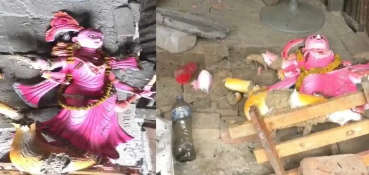 বাংলাদেশের নারায়ণগঞ্জে মন্দিরে হামলার পর প্রতিমা ভাঙচুর-অগ্নিসংযোগ 