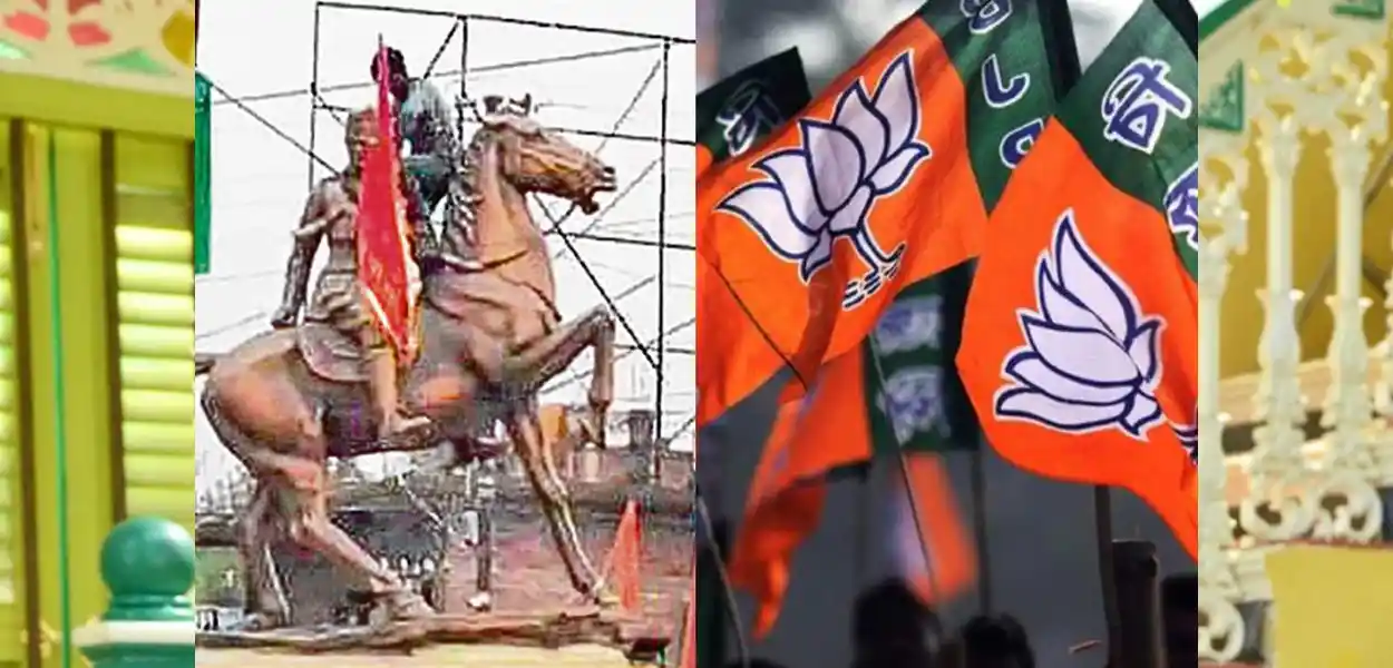 নেতাজিকে অপমান বিজেপির! সুভাষের কাঁধে চড়ে মূর্তি মোড়া হল গেরুয়া ঝান্ডায়
