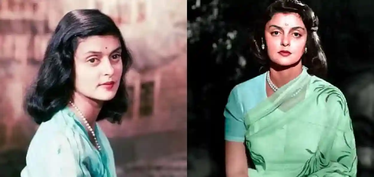 শিফন শাড়িতে মহারানী গায়ত্রী দেবী